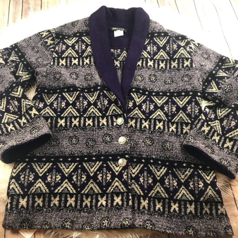 Vintage Aztec print oversized button front shacket